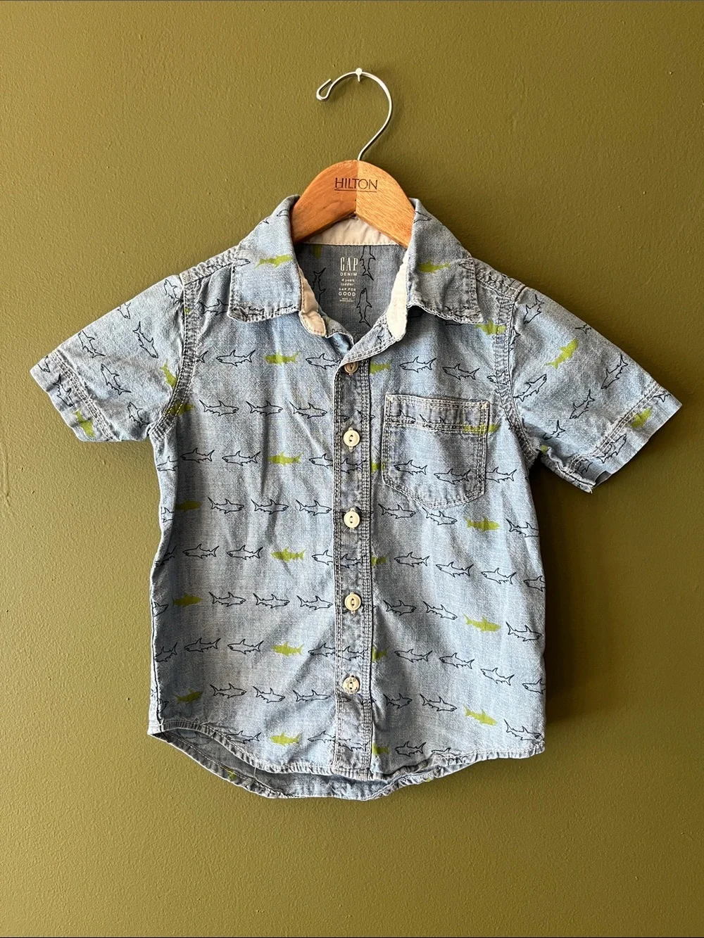 2 GAP / Vineyard Vines Light Blue Shark Button-Up Shirts